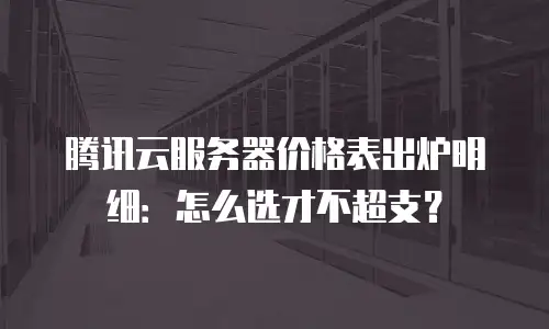 腾讯云服务器价格表出炉明细：怎么选才不超支？