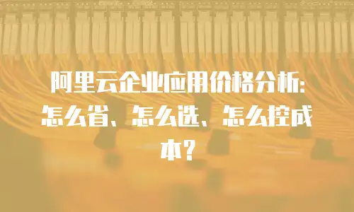 阿里云企业应用价格分析：怎么省、怎么选、怎么控成本？