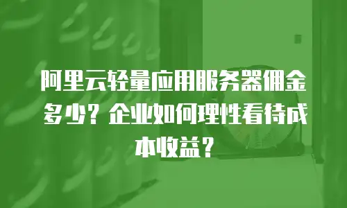 阿里云轻量应用服务器佣金多少？企业如何理性看待成本收益？
