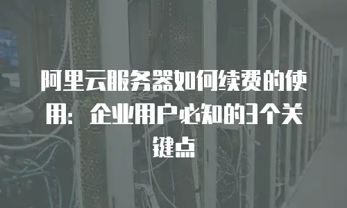 阿里云服务器如何续费的使用：企业用户必知的3个关键点
