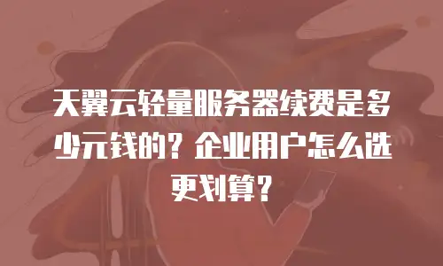 天翼云轻量服务器续费是多少元钱的？企业用户怎么选更划算？