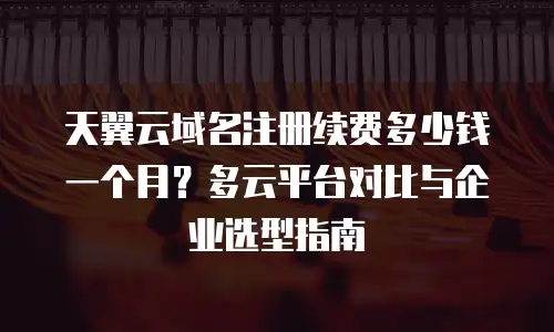 天翼云域名注册续费多少钱一个月？多云平台对比与企业选型指南