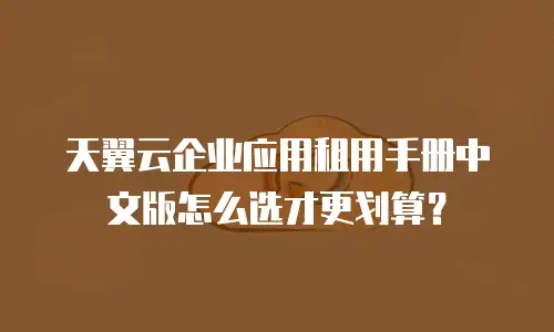 天翼云企业应用租用手册中文版怎么选才更划算？