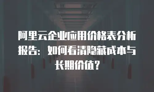 阿里云企业应用价格表分析报告：如何看清隐藏成本与长期价值？
