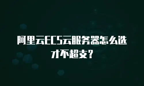阿里云ECS云服务器怎么选才不超支？