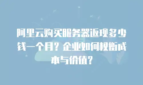 阿里云购买服务器返现多少钱一个月？企业如何权衡成本与价值？