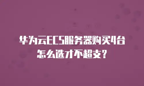 华为云ECS服务器购买4台怎么选才不超支？
