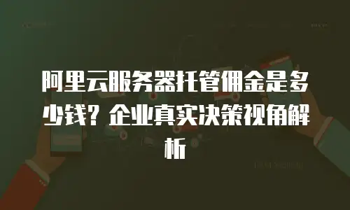 阿里云服务器托管佣金是多少钱？企业真实决策视角解析