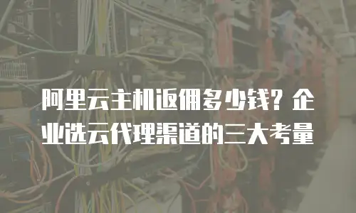 阿里云主机返佣多少钱？企业选云代理渠道的三大考量