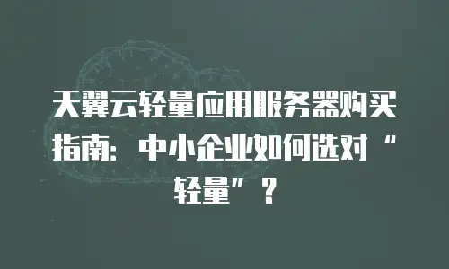 天翼云轻量应用服务器购买指南：中小企业如何选对“轻量”？