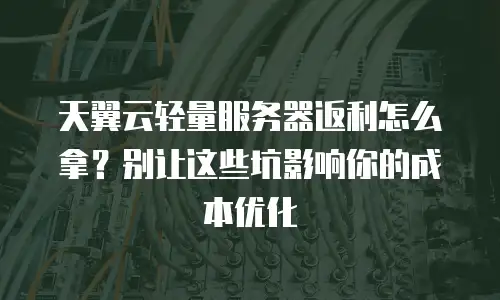天翼云轻量服务器返利怎么拿？别让这些坑影响你的成本优化