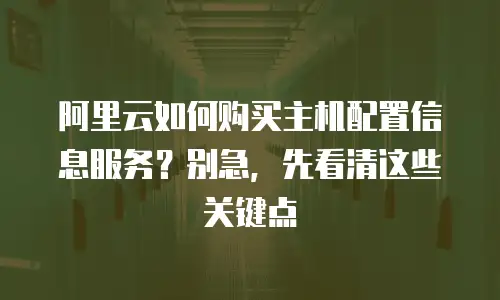 阿里云如何购买主机配置信息服务？别急，先看清这些关键点