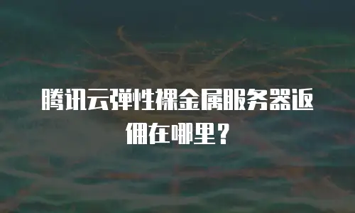 腾讯云弹性裸金属服务器返佣在哪里？