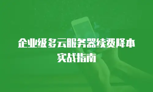 企业级多云服务器续费降本实战指南