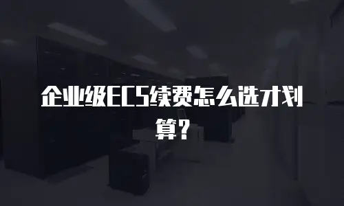 企业级ECS续费怎么选才划算？