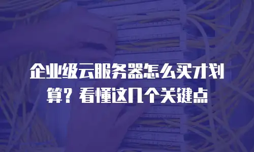 企业级云服务器怎么买才划算？看懂这几个关键点