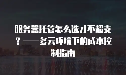 服务器托管怎么选才不超支？——多云环境下的成本控制指南