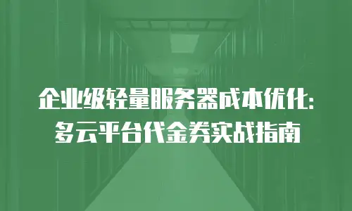 企业级轻量服务器成本优化：多云平台代金券实战指南