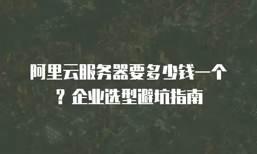 阿里云服务器要多少钱一个？企业选型避坑指南