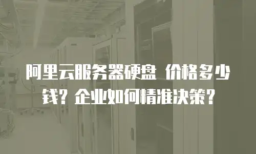 阿里云服务器硬盘 价格多少钱？企业如何精准决策？