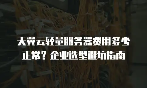 天翼云轻量服务器费用多少正常？企业选型避坑指南