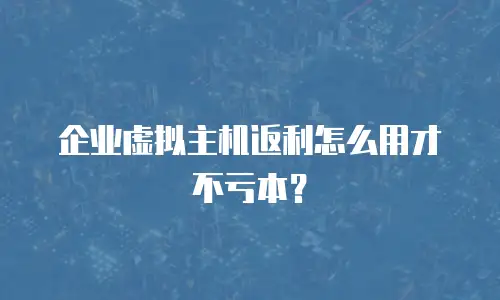 企业虚拟主机返利怎么用才不亏本？