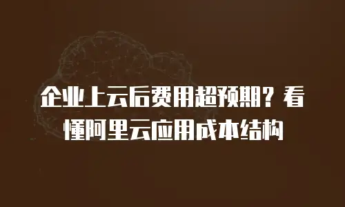 企业上云后费用超预期？看懂阿里云应用成本结构