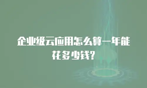 企业级云应用怎么算一年能花多少钱？