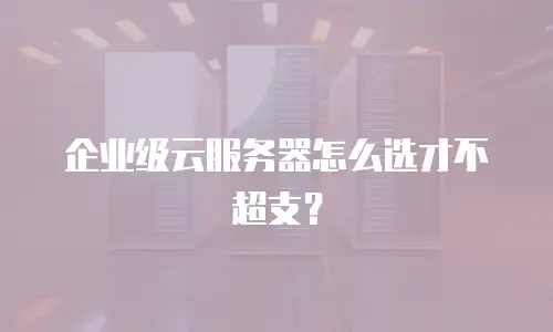 企业级云服务器怎么选才不超支？