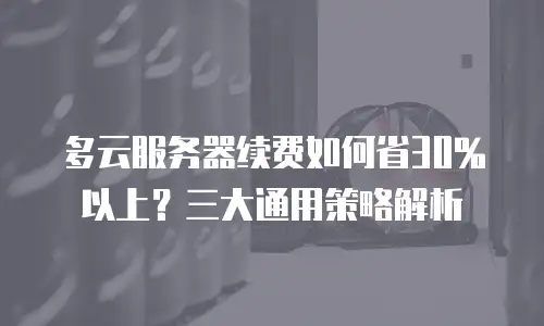 多云服务器续费如何省30%以上？三大通用策略解析