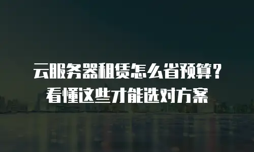云服务器租赁怎么省预算？看懂这些才能选对方案