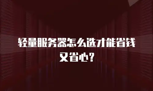 轻量服务器怎么选才能省钱又省心？