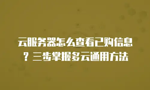 云服务器怎么查看已购信息？三步掌握多云通用方法