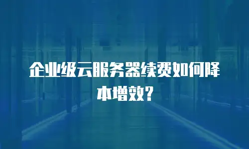 企业级云服务器续费如何降本增效？