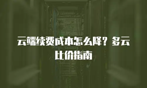 云端续费成本怎么降？多云比价指南