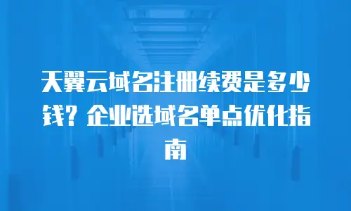 天翼云域名注册续费是多少钱？企业选域名单点优化指南