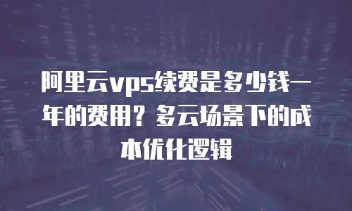 阿里云vps续费是多少钱一年的费用？多云场景下的成本优化逻辑