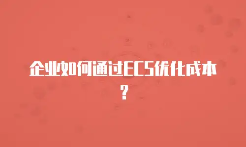 企业如何通过ECS优化成本？