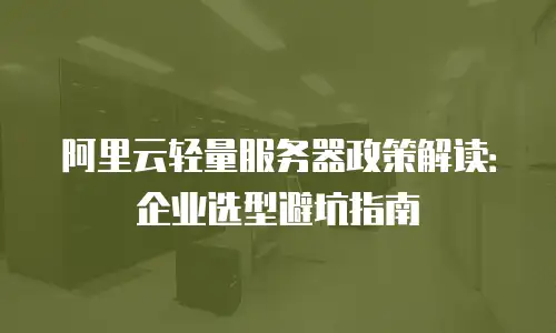 阿里云轻量服务器政策解读：企业选型避坑指南