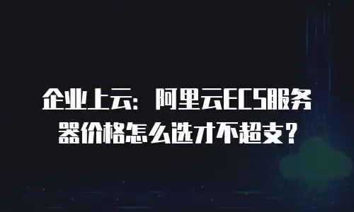 企业上云：阿里云ECS服务器价格怎么选才不超支？