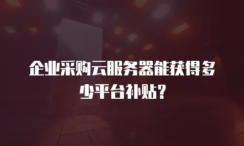 企业采购云服务器能获得多少平台补贴？