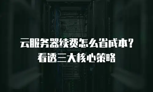 云服务器续费怎么省成本？看透三大核心策略