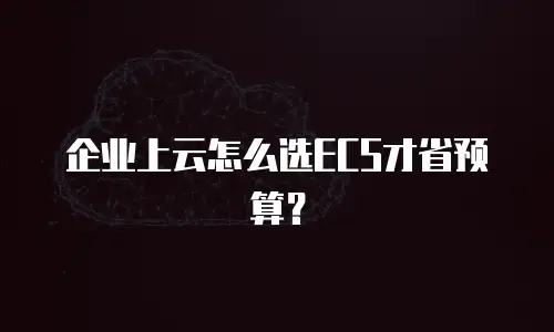 企业上云怎么选ECS才省预算？