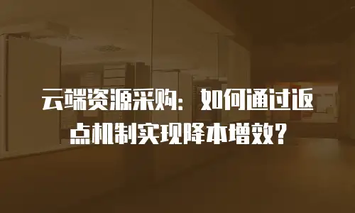 云端资源采购：如何通过返点机制实现降本增效？