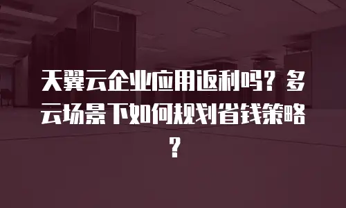 天翼云企业应用返利吗？多云场景下如何规划省钱策略？