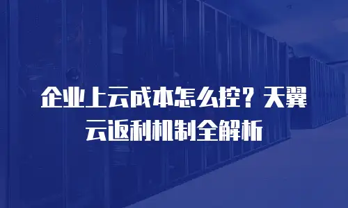 企业上云成本怎么控？天翼云返利机制全解析