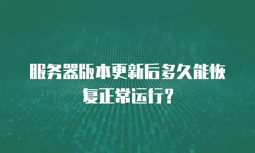 服务器版本更新后多久能恢复正常运行？