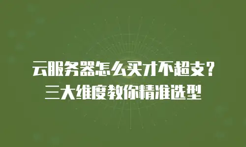 云服务器怎么买才不超支？三大维度教你精准选型