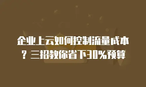 企业上云如何控制流量成本？三招教你省下30%预算