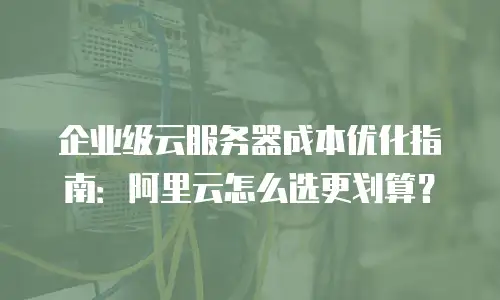 企业级云服务器成本优化指南：阿里云怎么选更划算？